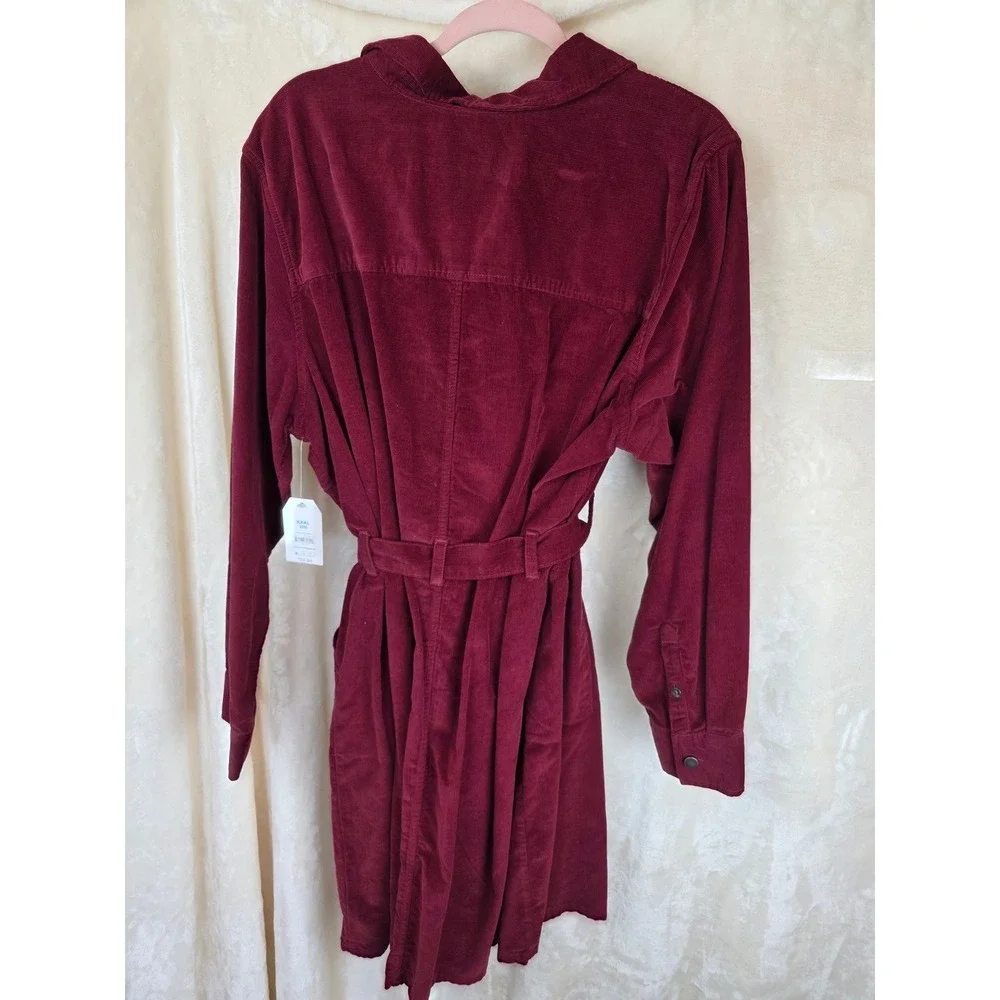Time and Tru Womens Corduroy Belted Utility Dress Rich Red XXXL‎ 22 NWT